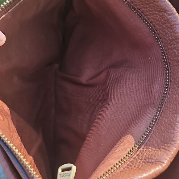 Fossil Brown Pebbled Leather Crossbody Bag - Picture 3 of 13